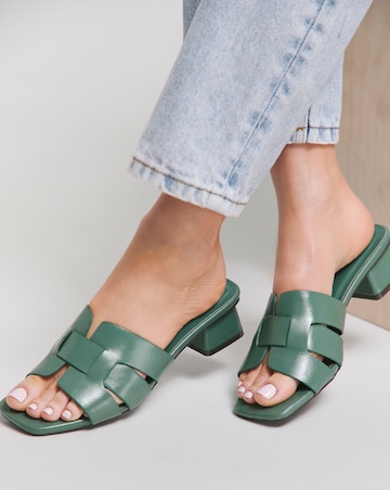Sara Woven Mule Block Heeled Sandals - Extra Wide Fit (EEE)
