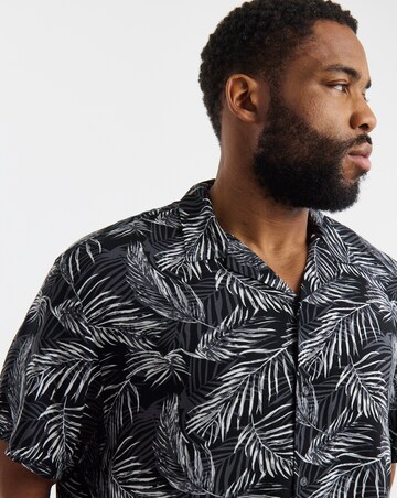 Jack & Jones Jeff Print Resort Shirt - Black/White