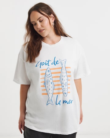 Simply Be White Sardines Slogan T-Shirt