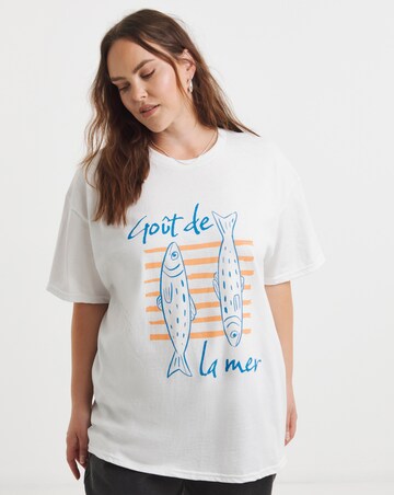 Simply Be White Sardines Slogan T-Shirt