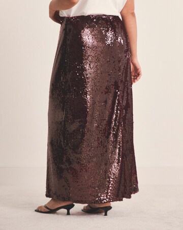 Simply Be Burgundy Sequin Midaxi Skirt