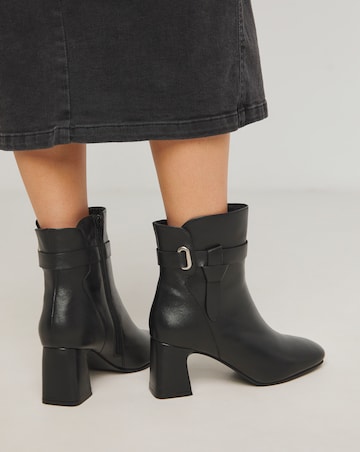 Kathy Heeled Leather Boot With Wrap Around Detail - Extra Wide Fit (EEE)