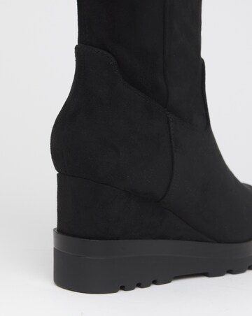 Izzy Stretch Wedge Knee High Boots - Wide Fit (E) & Standard/Curvy Calf