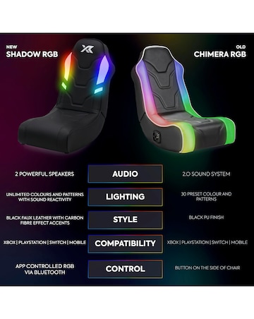 X Rocker Shadow RGB 2.0 Stereo Audio Gaming Floor Rocker