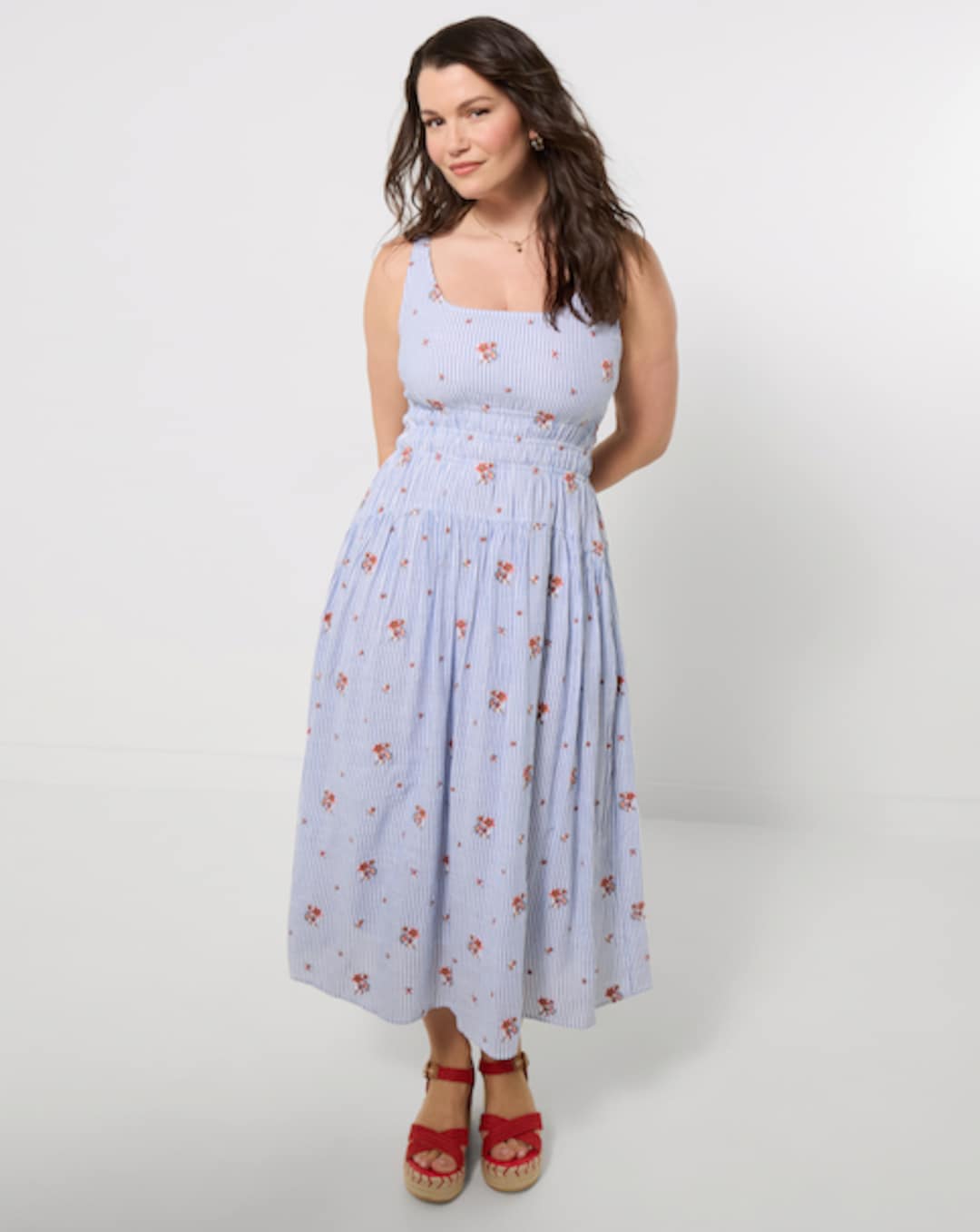 joe browns blue dress Joe Browns Light Blue Floral Cotton Fit & Flare Rockability Dress 18  Occasion