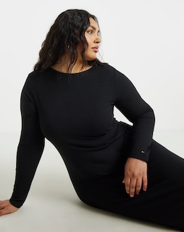 Tommy Hilfiger Rib Flare Midi Dress