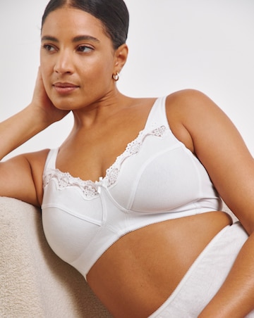 Pretty Secrets (2 Pack) Full Cup Non Wired Cotton Bras (B-G) White/Black