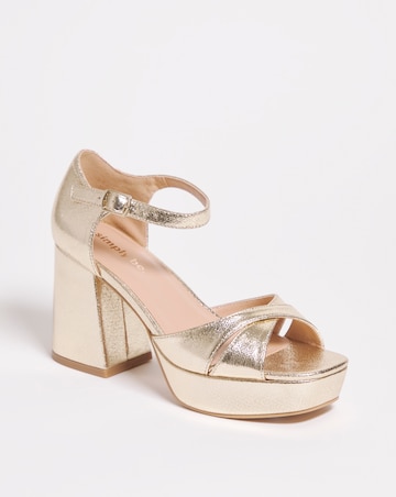 Mia Metallic Cross Front Platform Heeled Sandals Extra Wide EEE Fit