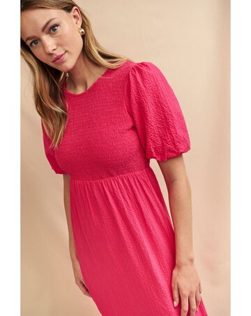 Nobody's Child Pink Puff Sleeve Kelsie Midi Dress
