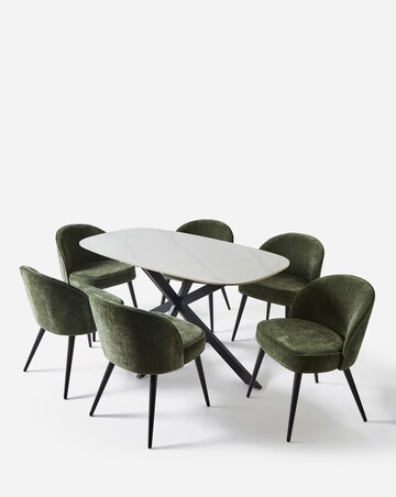 Brock Dining Table with 6 Emilie Chenille Chairs