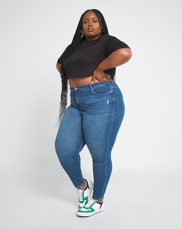 Chloe Mid Blue High Waist Distressed Skinny Jeans