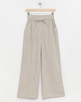 Sand Linen Mix Wide Leg Trousers
