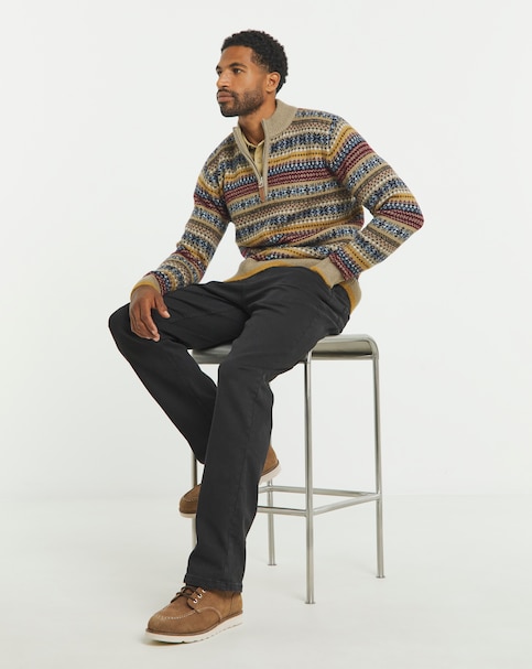 Joe Browns 1/4 Zip Fairisle Funnel Neck Jumper