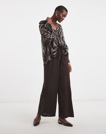 Georgette Button Through Blouson Sleeve Blouse