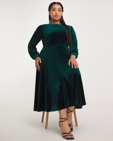 Joe Browns Green Etta Velour Dress
