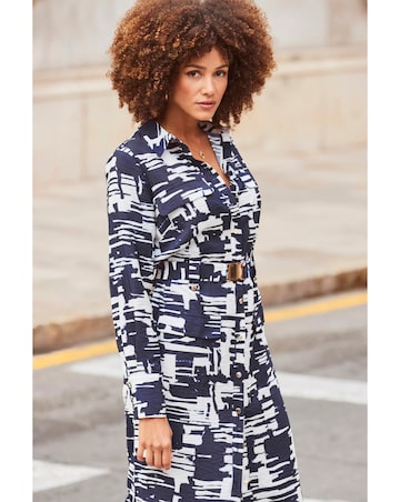Sosandar Abstract Print Luxe Utility Shirt Dress