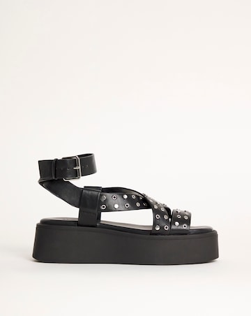 Simply Be Ruby Studded Cross Strap Flatform Sandals - Extra Wide Fit (EEE)