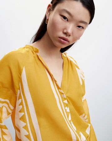 Mango Pufed Sleeve Printed Shirt