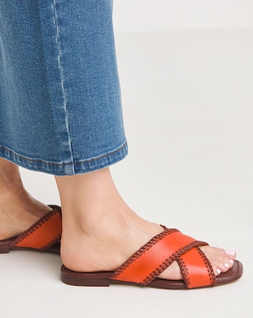 Miley Leather Crossover Slide - Wide Fit (E)