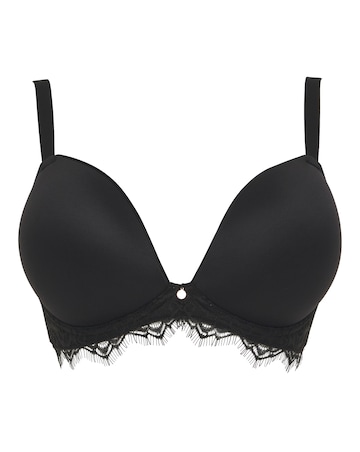 Figleaves Smoothing Non Wired Padded Bra With Lace Detail B-G - Black