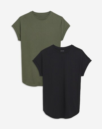 Pure Cotton 2 Pack Short Sleeve Curved Hem Longline Top