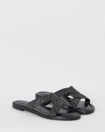 Dulce Woven Shimmer Twist Flat Sandals - Wide Fit (E)