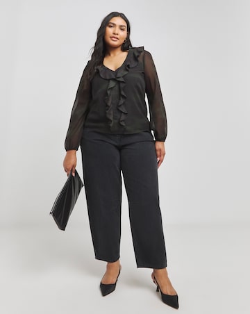 Georgette Sheer Ruffle Blouse