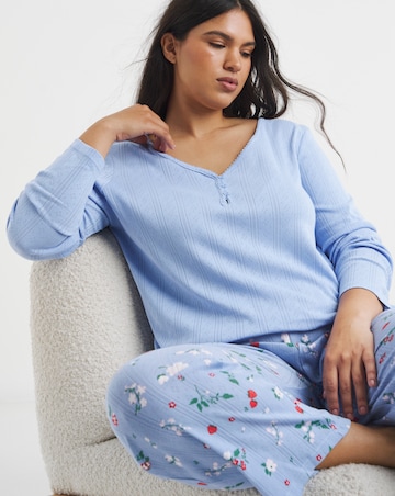 Pretty Secrets Henley Top Pointelle Pyjama Set