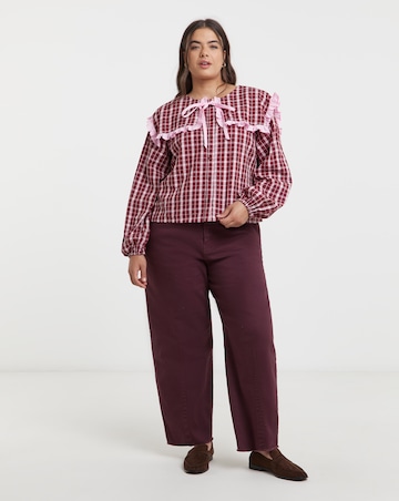 Neon Rose Sailor Collar Checked Blouse