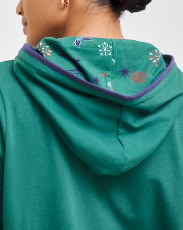Joe Browns Christmas Longline Hoodie Dark Green