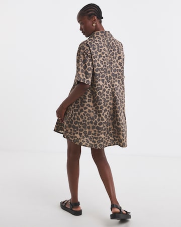 Leopard Print Boxy Shirt Dress