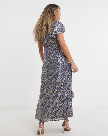 Lovedrobe V-Neck Flutter Sleeve Ruffle Detail Midaxi Dress