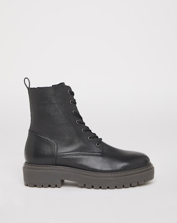 Serena Leather Chunky Lace Up Boots - Extra Wide Fit (EEE)