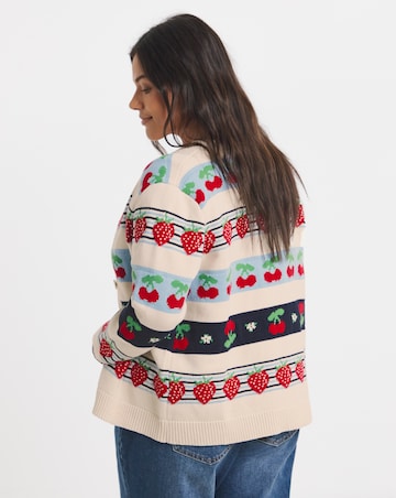 Fruit Fair Isle Crew Neck Cardigan
