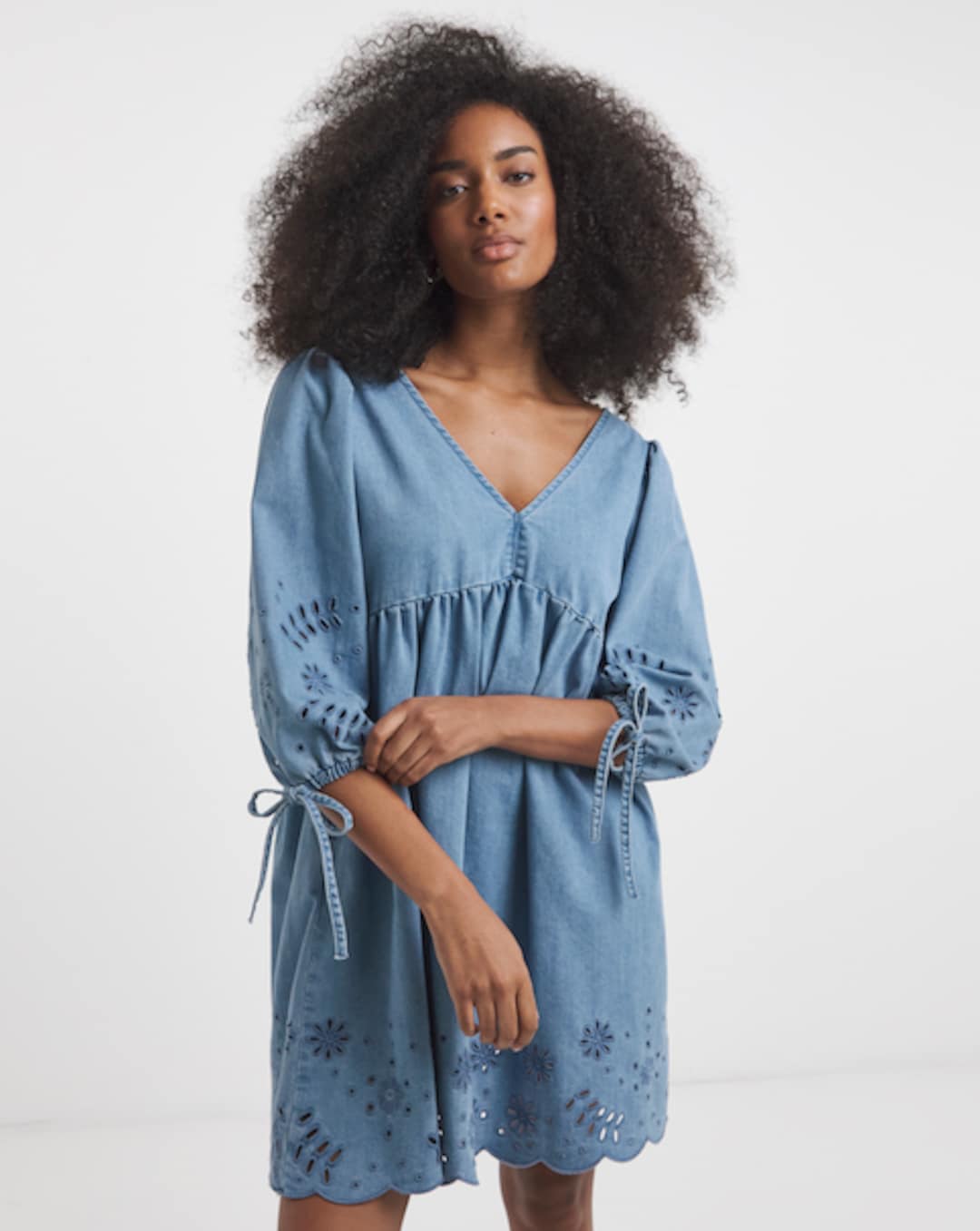 Simply Be Indigo Tiered Denim Smock Dress | Fashion World