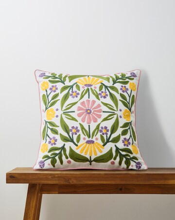 Callie Embroidered Floral Cushion