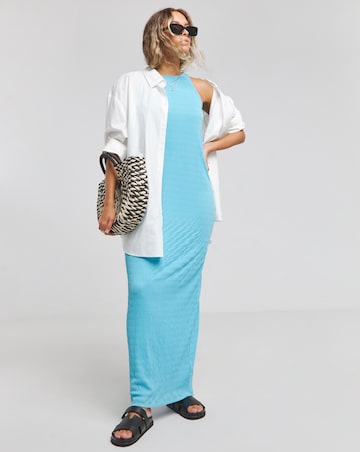 Simply Be Blue Textured Jersey Racer Maxi Dress