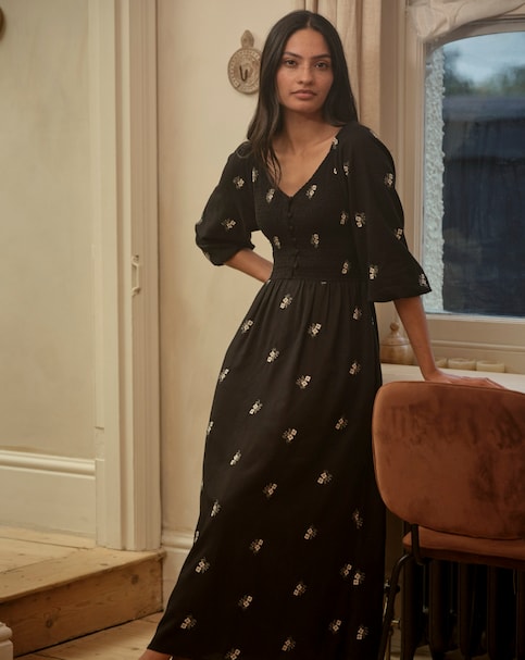 FatFace Adele Embroidery Midi Dress