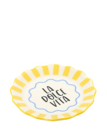 Yellow Striped La Dolce Vita Ceramic Trinket Dish