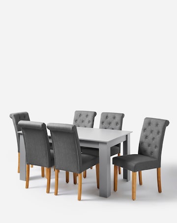 Dakota 6 Seater Dining Table with 6 Ava Button Back Chairs