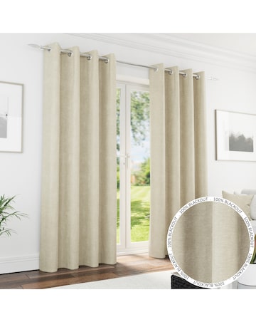 Knightsbridge Chenille Black Out Eyelet Curtains