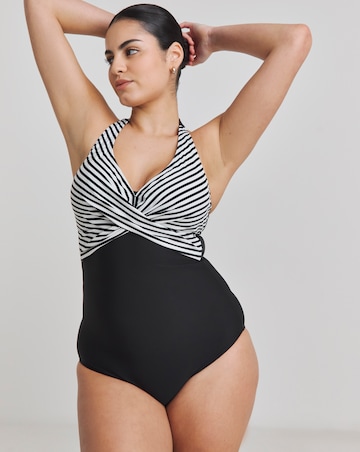 Figleaves Tailor Twist Underwired Halter Tummy Control Swimsuit - Longer Length