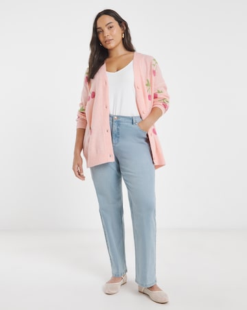 Simply Be Cherry Graphic Print Boyfriend Cardigan