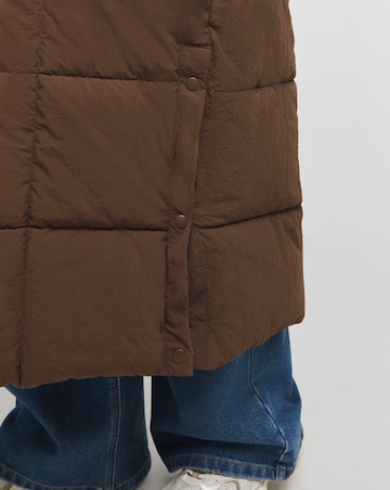 Chocolate Brown Square Padded Maxi Duvet Coat