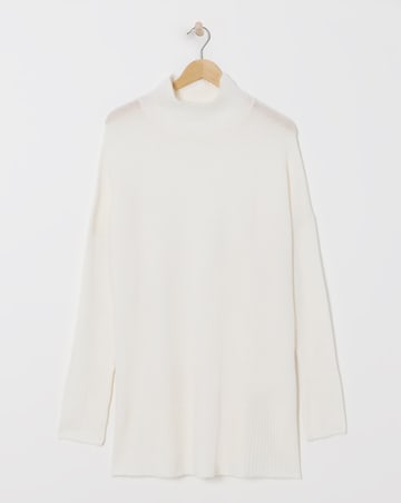 High Neck Deep Trim Longline Jumper