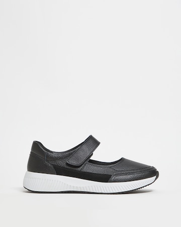 Juniper Leather Touch and Close Bar Shoe - Wide Fit (E)