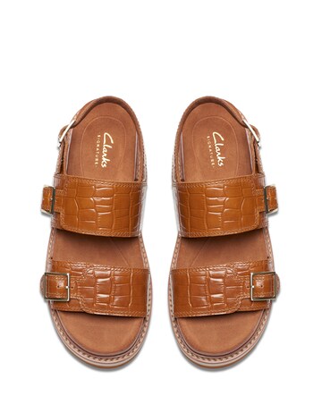 Clarks Orianna Croc Leather Glide Buckle Sandal Standard Fit
