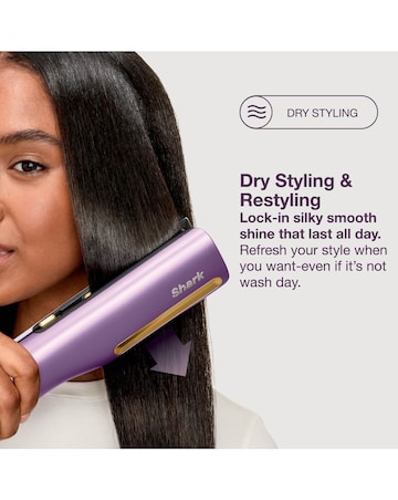 Shark SilkiPro Straight Hair Straightener + Dryer in One Tool HT401UKPU Purple
