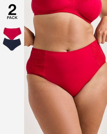 Pretty Secrets (2 Pack) New Sarah Cotton Full Fit Brief Knickers Navy/Red
