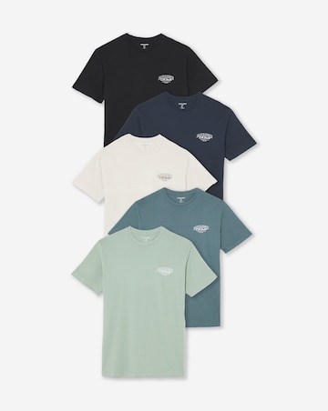 Jack & Jones Makoto Logo T-Shirt 5 Pack - Multi